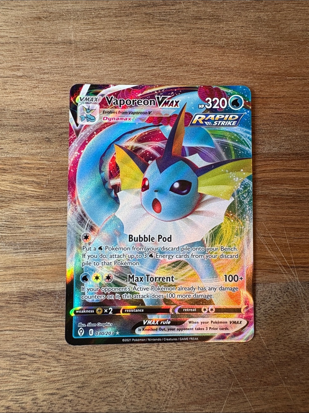 Vaporeon VMAX (030/203) Evolving Skies NM